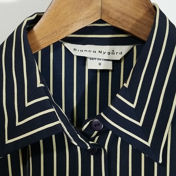 Bianca Nygard Women's Blouse Stripped Button Down Long Sleeve - Picture 2 of 4